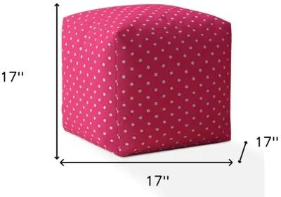 Cotton Polka Dots Pouf Cover - Pink / White