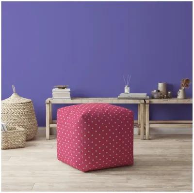 Cotton Polka Dots Pouf Cover - Pink / White