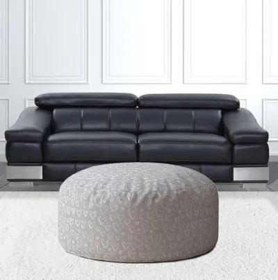 Cotton Round, Abstract Pouf Cover - Gray