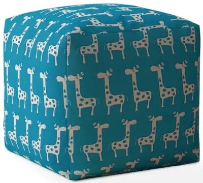 Cotton Giraffe Pouf Cover - Blue / White