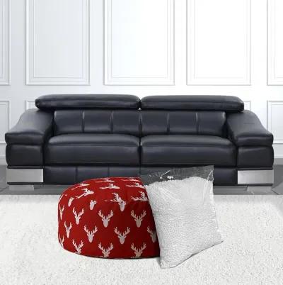 Cotton Round, Stag Pouf Cover - Red / White