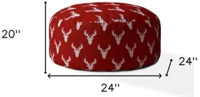 Cotton Round, Stag Pouf Cover - Red / White