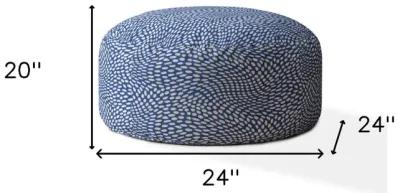 Canvas Round Polka Dots Pouf Cover - Blue / White