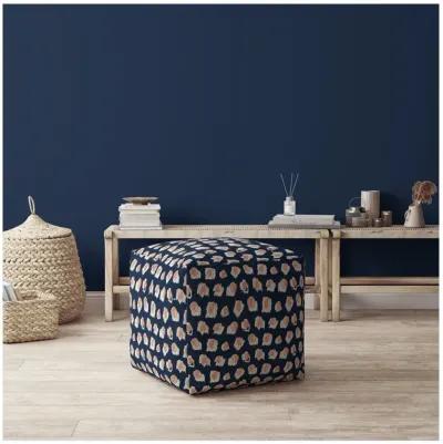 Canvas Abstract Pouf Cover - Blue