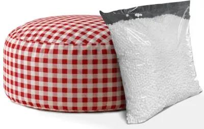 Cotton Round Gingham Pouf Cover - Red / White