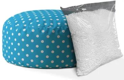 Cotton Round Polka Dots Pouf Cover - Blue / White