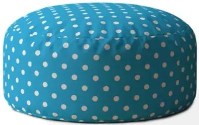 Cotton Round Polka Dots Pouf Cover - Blue / White