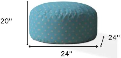 Cotton Round Polka Dots Pouf Cover - Blue / Gray