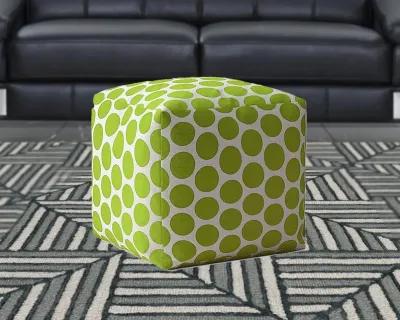 Cotton Polka Dots Pouf Cover - Green / White