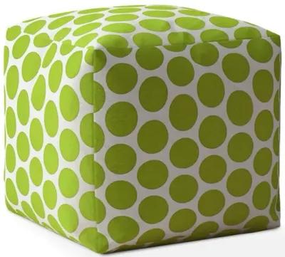 Cotton Polka Dots Pouf Cover - Green / White