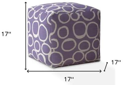 Cotton, Abstract Pouf Cover - Purple / White