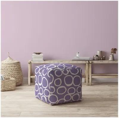 Cotton, Abstract Pouf Cover - Purple / White