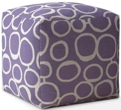 Cotton, Abstract Pouf Cover - Purple / White