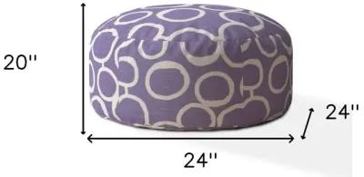 Cotton Round, Abstract Pouf Cover - Purple / White