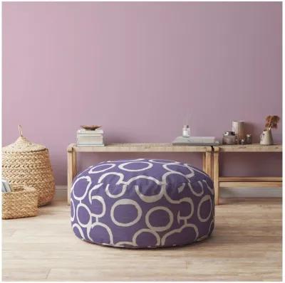 Cotton Round, Abstract Pouf Cover - Purple / White