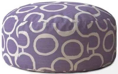 Cotton Round, Abstract Pouf Cover - Purple / White