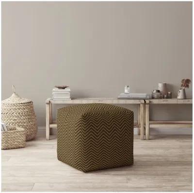 Cotton Chevron Pouf Cover - Brown