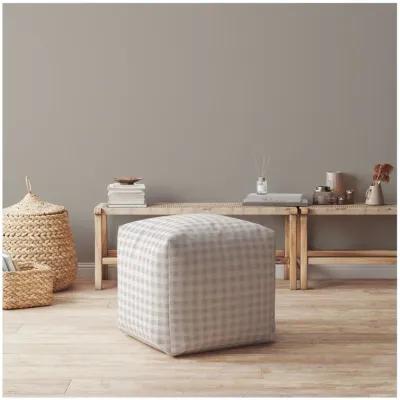 Cotton Gingham Pouf Cover - Gray