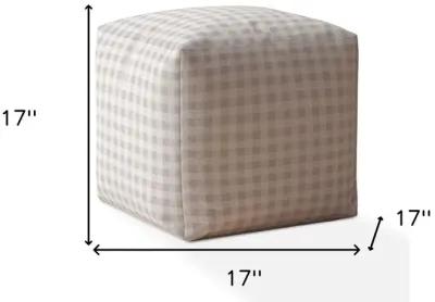 Cotton Gingham Pouf Cover - Gray