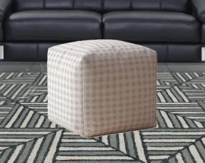 Cotton Gingham Pouf Cover - Gray