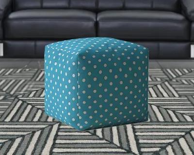 Cotton Polka Dots Pouf Cover - Blue / White