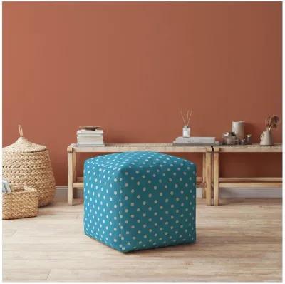 Cotton Polka Dots Pouf Cover - Blue / White