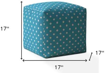 Cotton Polka Dots Pouf Cover - Blue / White