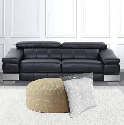 Cotton Round Abstract Pouf Cover - Beige