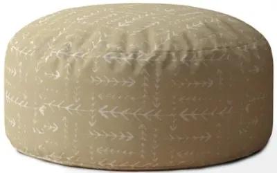 Cotton Round Abstract Pouf Cover - Beige