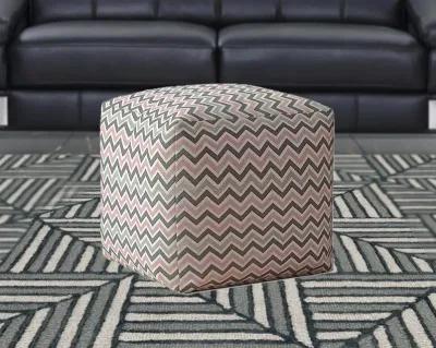 Twill Chevron Pouf Cover - Gray