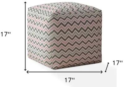 Twill Chevron Pouf Cover - Gray