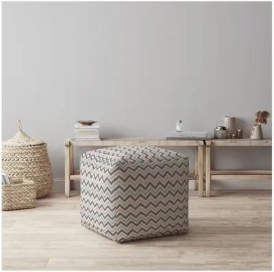 Twill Chevron Pouf Cover - Gray