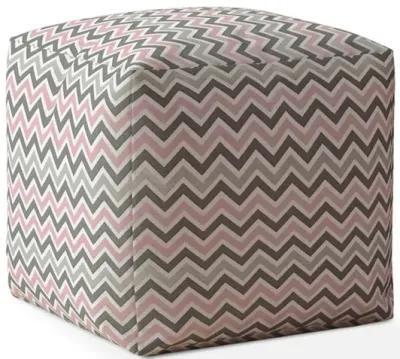 Twill Chevron Pouf Cover - Gray