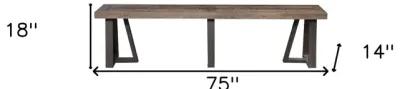 Distressed Solid Wood Dining Bench - Natural / Black