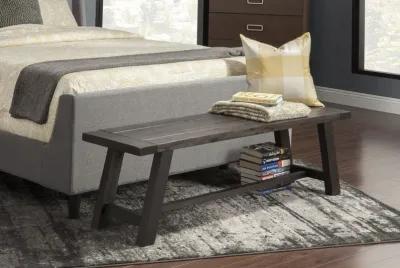 Distressed Wood Dining Bench - Gray / Dark Brown