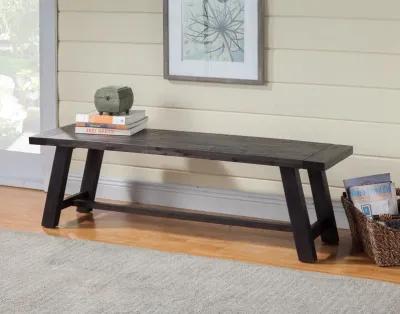 Distressed Wood Dining Bench - Gray / Dark Brown