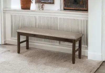 Faux Leather Distressed Upholstery Dining Bench - Tan / Dark Brown