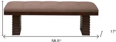 Upholstered Linen Blend Dining Bench - Latte / Espresso