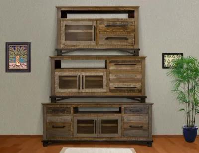 Cabinet Enclosed, Storage Distressed TV Stand - Brown