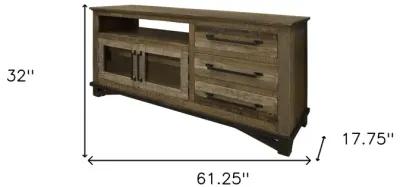 Cabinet Enclosed, Storage Distressed TV Stand - Brown