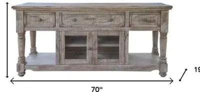 Wood Cabinet Enclosed Storage Distressed TV Stand - Desert Sand