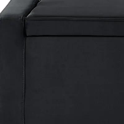 Upholstered Velvet Bench With Flip Top - Black