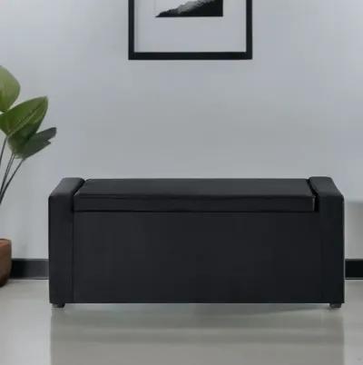 Upholstered Velvet Bench With Flip Top - Black