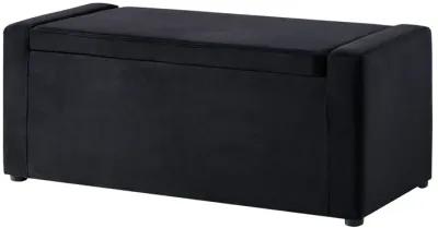 Upholstered Velvet Bench With Flip Top - Black