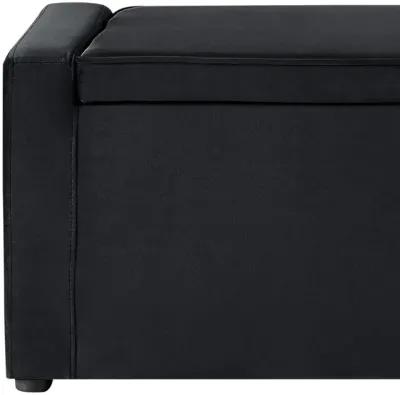 Upholstered Velvet Bench With Flip Top - Black