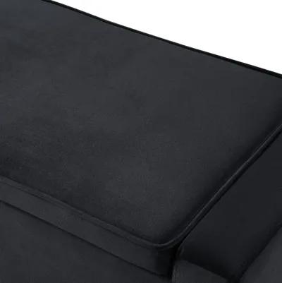 Upholstered Velvet Bench With Flip Top - Black