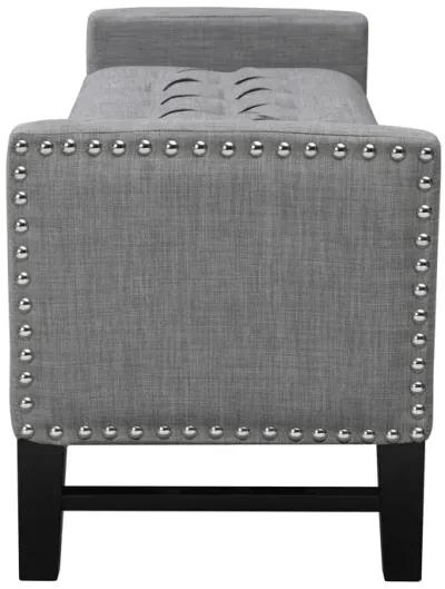 Upholstered Linen Bench With Flip Top - Light Gray / Black