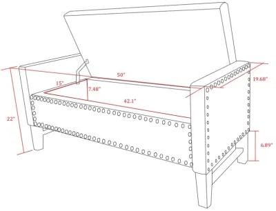 Upholstered Linen Bench With Flip Top - Light Gray / Black