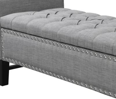 Upholstered Linen Bench With Flip Top - Light Gray / Black