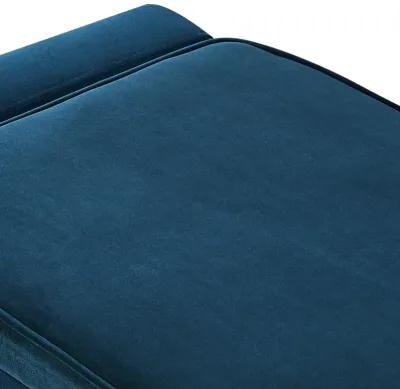 Upholstered Velvet Bench With Flip Top - Navy Blue / Black